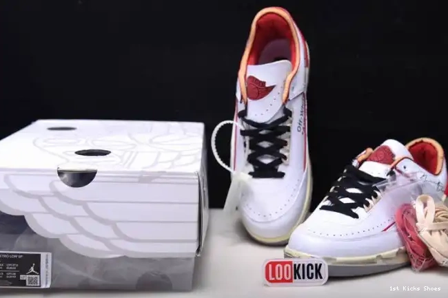 1st Kicks DJ4375-106 Retro 2 White SP Low Red Off-White Jordan 0501